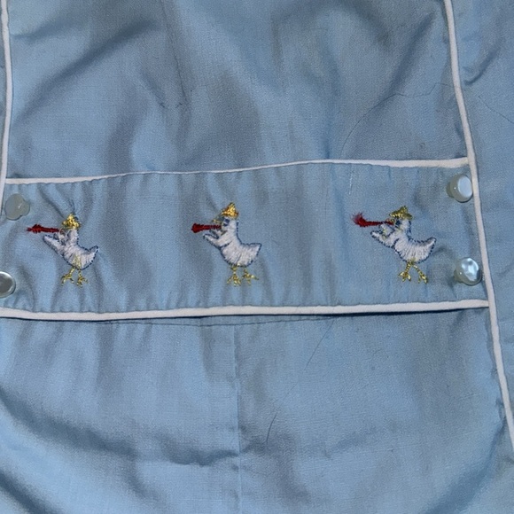 Vtg Baby Outfit romper Light Blue Doll white with hat and booties -Japan - Picture 10 of 10